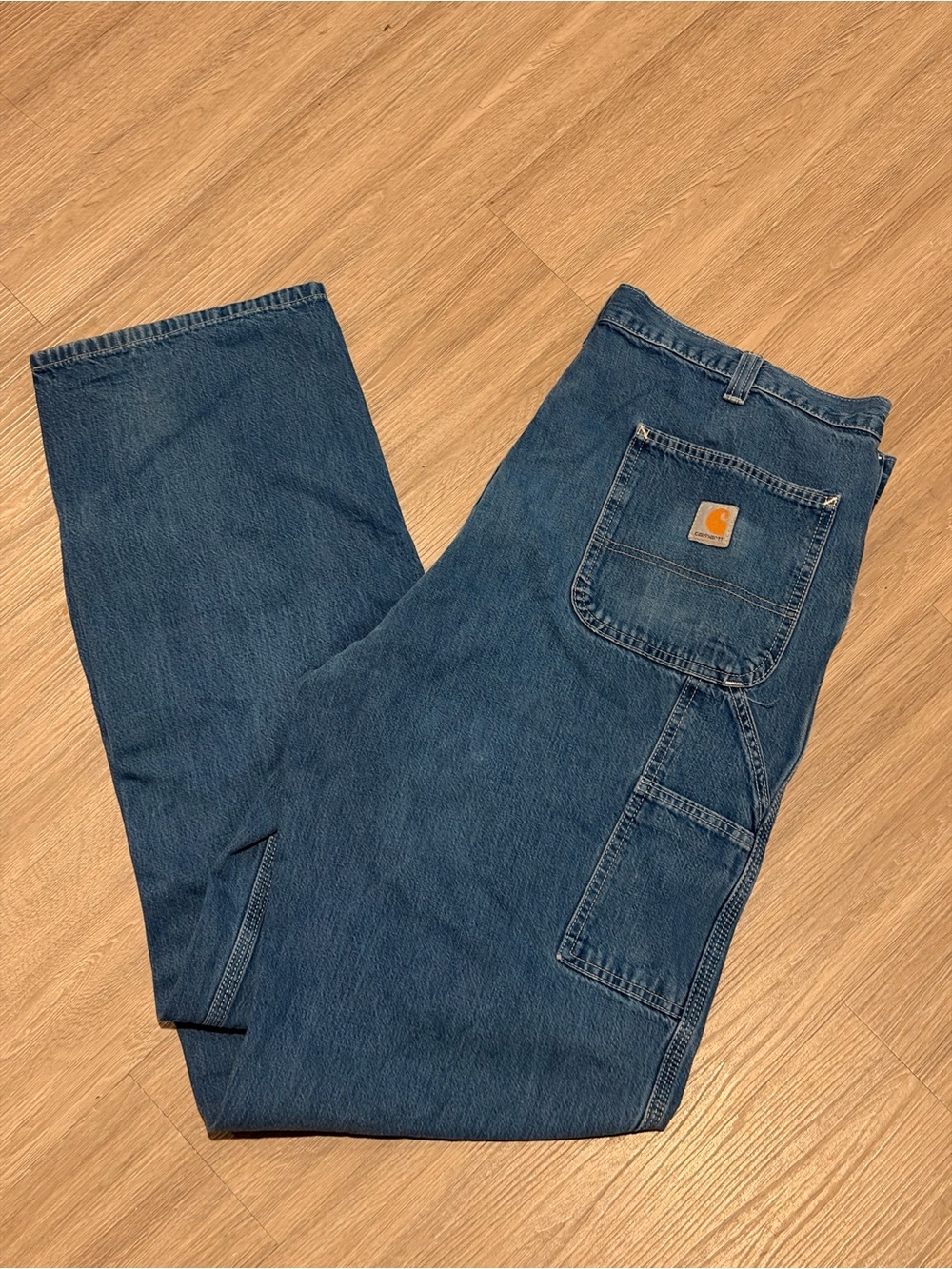 CARHARTT 38X34 Men Pant Carpenter Blue Jeans Denim B237 DST Dungare Fit Cotton